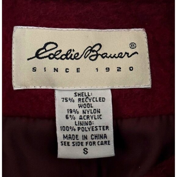 Eddie Bauer Womens Red & Black Plaid Fitted Wool Zipper jacket Small Cabincore - Picture 7 of 11